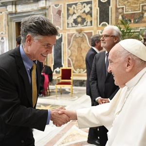 dan esty shakes pope francis' hand